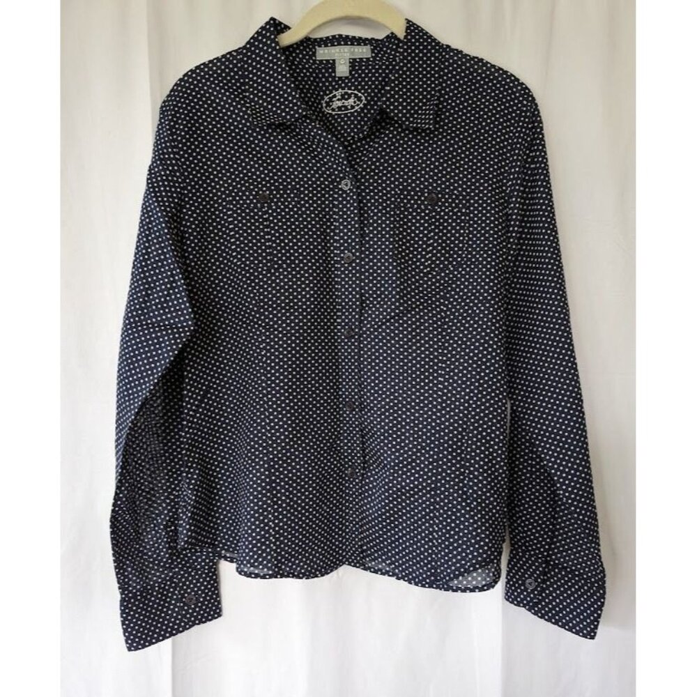 Foxcroft Fitted Shirt Long Sleeve Button Down Womens Size 14 Petite Wrinkle Free